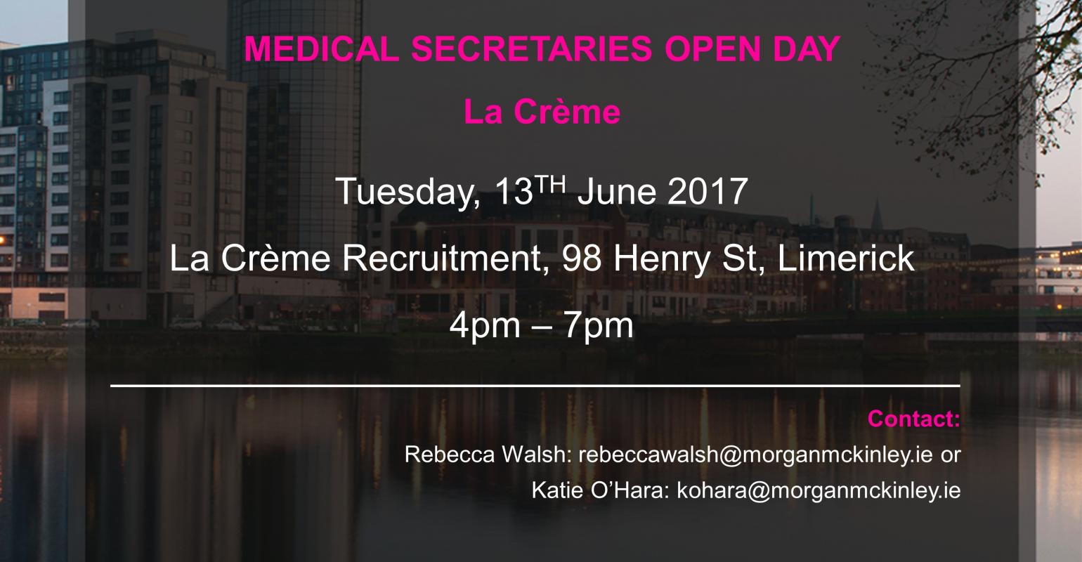 La Crème – Limerick – Medical Secretary Open Evening La Crème – Limerick – Medical Secretary Open Evening